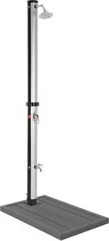 ML-Design Solardusche 20L, 210cm, rund, silber-schwarz, mit Bodenplatte (490006357)