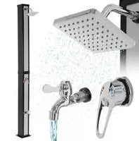 Ml-design Solardusche 40l 217cm Eckig Mit Fu&szlig;dusche Und Regenduschkopf,