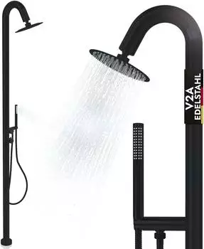 LAWA Living and Lifestyle Gartendusche Edelstahl V2A mit Handbrause und Regendusche, Warm-/Kaltwasser (EG6BRS)