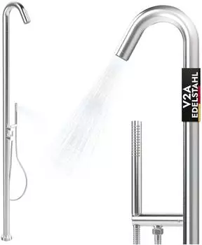 LAWA Living and Lifestyle Gartendusche V2A Edelstahl mit Handbrause, 2 Anschl&uuml;sse (EG3)