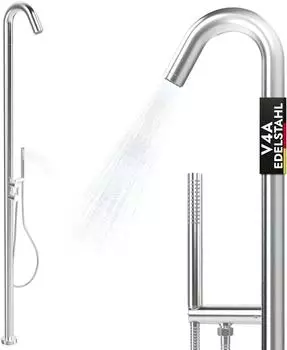 LAWA Living and Lifestyle Gartendusche gebogen, Edelstahl V4A/AISI 316, warm/kalt (EG8)