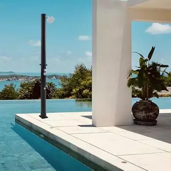 casa.pro Frerievn Solardusche mit Fu&szlig;dusche, schwenkbarer Duschkopf, 18L, 215cm