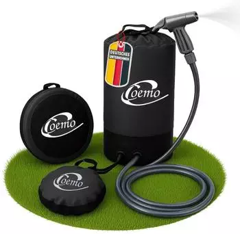 Coemo Tragbare Campingdusche mit Fu&szlig;pumpe, 11L, PVC-Beutel