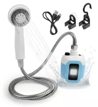 EASYmaxx Campingdusche 2in1 tragbar mit Akku-Pumpe und LED-Licht (19600)