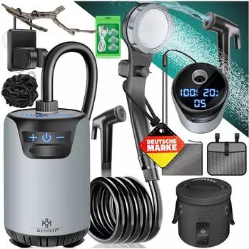 Kesser Campingdusche mit Pumpe, 20L Behälter, Akku 4000mAh (34045)