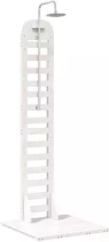 vidaXL Gartendusche 223cm Massivholz Kiefer & Edelstahl, wei&szlig; (886329)