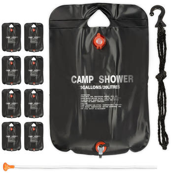 Relaxdays 9 x 20 Liter im Set, Pooldusche mit Handbrause schwarz (10028135)