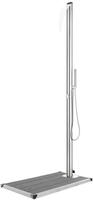 vidaXL Gartendusche mit Grauer Bodenplatte 225 cm Edelstahl