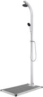 vidaXL Gartendusche mit Grauer Bodenplatte 220 cm Aluminium