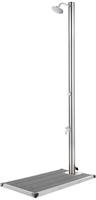 vidaXL Gartendusche mit Grauer Bodenplatte 220 cm Edelstahl