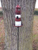 Deko-Impression Leuchtturm am Gartenstab Gartenstecker Windlicht Eisen rot-weiß