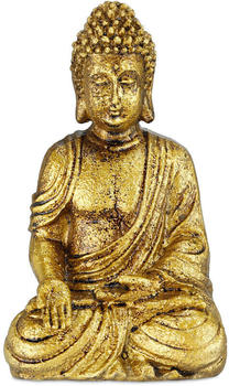 Relaxdays Buddha Figur sitzend Polyresin gold (10035606_0_DE)