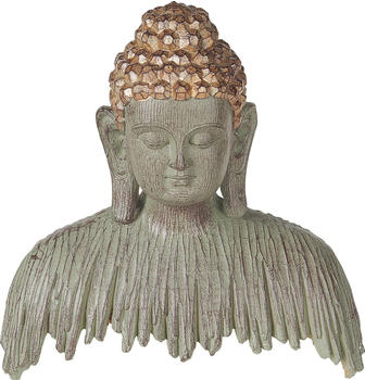 Beliani Buddha Büste Dekofigur Kunstharz 23 cm grau/gold