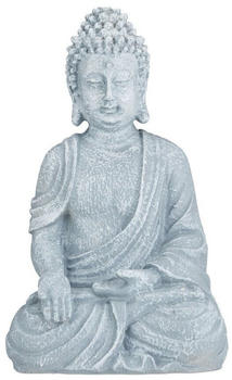Relaxdays Buddha Figur sitzend Polyresin hellgrau (10025659_940_DE)