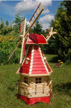 Deko Shop Hannusch Garten-Windmühle mit Lamellendach 125 cm rot (WM 1.25 r)