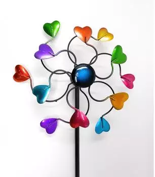 Formano Metall-Windrad Herzen farbig 110 cm (571274)