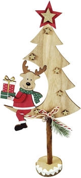 Trend Line Dekofigur Holz Tannenbaum Reh 45 x 42 x 52 cm mehrfarbig