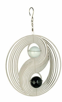 Dehner NATURE'S MELODY Windspiel Cosmo Yin Yang 20,5x4,5x29cm silber/schwarz/weiß (4304606)