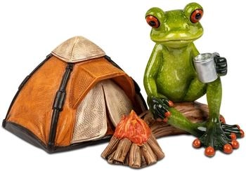 Formano Dekofigur Frosch mit Zelt am Lagerfeuer grün