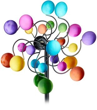 Relaxdays Windrad Doppelwindrad für Garten mit Erdspieß aus Eisen (10046238)