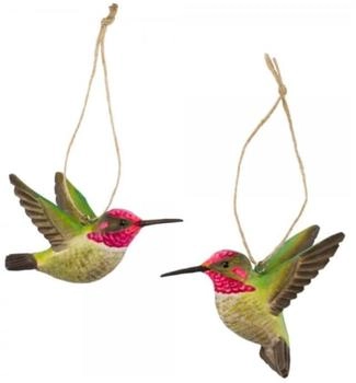 Wildlife Garden Handgeschnitzter Annakolibri Deko-Vogel Grün zum Aufhängen (WG4675)