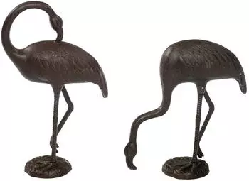 Aubaho Flamingo Paar Gartenfigur Aluminium