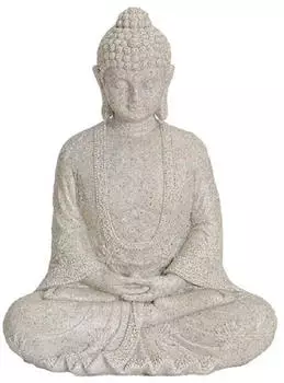 Wurm Buddha Figur sitzend Polyresin Beige/Braun 23cm