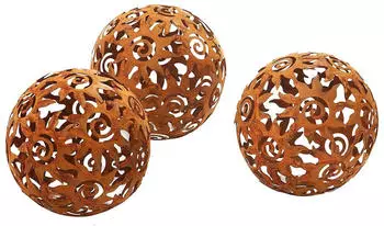 kobolo KASUMA Gartenkugel Metall Rostoptik 3er Set &Oslash;15cm (42637-02)