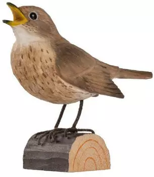 Wildlife Garden DecoBird Sprosser, handgeschnitzter Dekovogel aus Holz (WG4440)