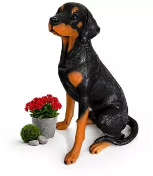 Relaxdays Dobermann Gartenfigur XXL, Polyresin, wetterfest, 83x39x52cm (10053582_9269)