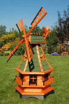 Deko Shop Hannusch Gartenwindmühle kugelgelagert, grüne Schindeln, 100cm