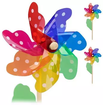 Relaxdays Windrad Windspiel bunt, 4er-Set