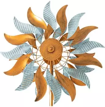 Lemodo Fire Flowers Windspiel 2 gegenl&auml;ufige Rotoren 213cm Bronze-Optik (NA183)