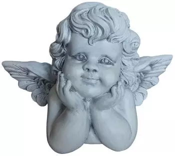 Relaxdays Liegender Grabengel Steinfigur, grau, 31cm