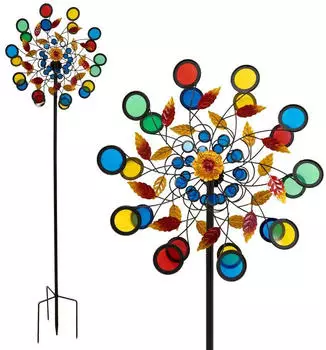 Lemodo Windspiel 2 Rotoren, Metall/Acryl, bunt, 213cm (NA350)