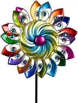 Formano Windrad Blume Metall mit Acryl-Steinen, 124cm