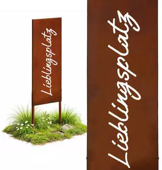 Relaxdays Gartenstecker Edelrost, Metall, wetterfest, 115x28cm