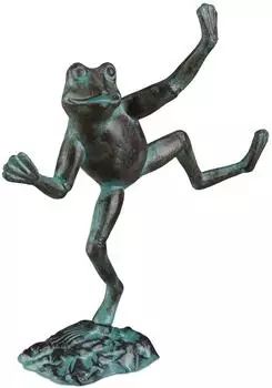 Relaxdays Gartenfigur Frosch 2er-Set, Gusseisen, Grün, Größe L (10020048)