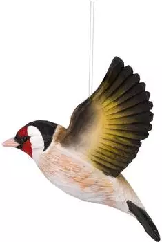 Wildlife Garden DecoBird Fliegender Stieglitz, handgeschnitzt, Holz (WG4442)