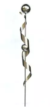 Gardenson Gartenstecker Orion Spirale mit 2 Kugeln, Edelstahl, silber, 140cm