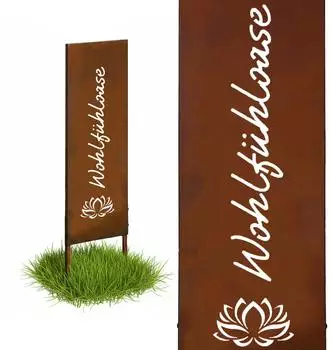 Relaxdays Gartenstecker Edelrost, Eisen, wetterfest, 115x28cm