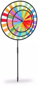 Relaxdays Windrad Windspiel Regenbogenmühle bunt, 4er Set
