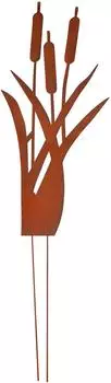 Relaxdays Gartenstecker Schilfrohr, Metall, Rost, 75x35cm