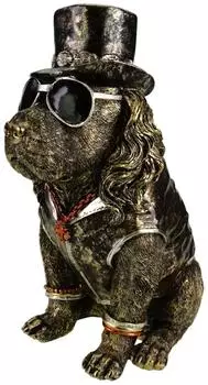 Formano Hundefigur mit Zylinder & Sonnenbrille, Kunststein, 32cm