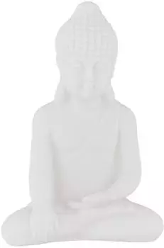 Relaxdays Buddha Figur 2er-Set, Kunststoff, weiß
