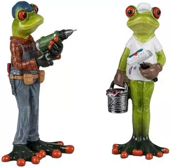 Formano Froschpaar Handwerker & Maler Dekofigur, Kunststein, handbemalt (717825)