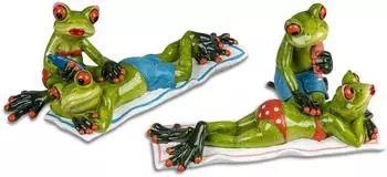 Formano Froschpaar Strandurlauber liegend, hellgrün, 20cm