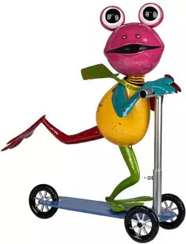 Formano Frosch auf Roller Gartenfigur Metall, handbemalt, bunt, 46x52cm (551030)