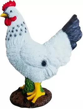 Relaxdays Gartenfigur Huhn, weiß, wetterfest, Kunstharz, 32,5cm (10053256_903)