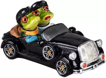 Formano Froschpaar im Oldtimer Dekofigur Polyresin handbemalt 18cm (799609)